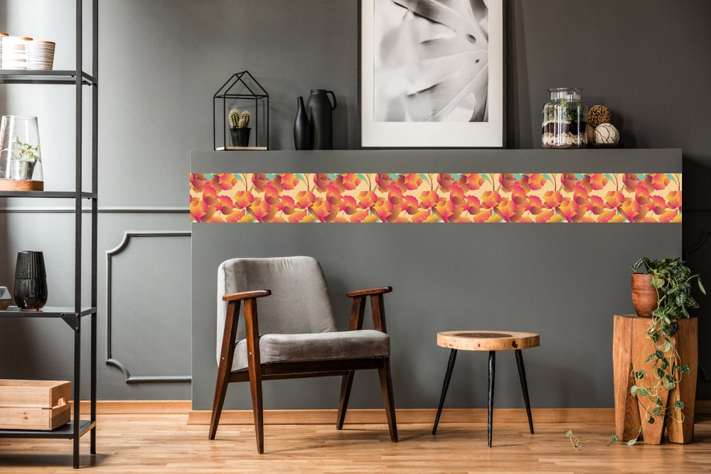 Modern botanical florals colorful Self Adhesive Tile Roll  decorative masterpiece for home decor