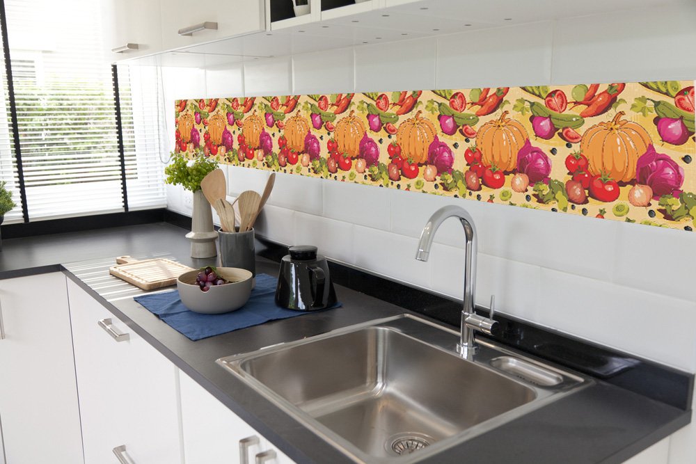 3D Vegetable & Food multicolor Self Adhesive Tile Roll decorative masterpiece for home decor