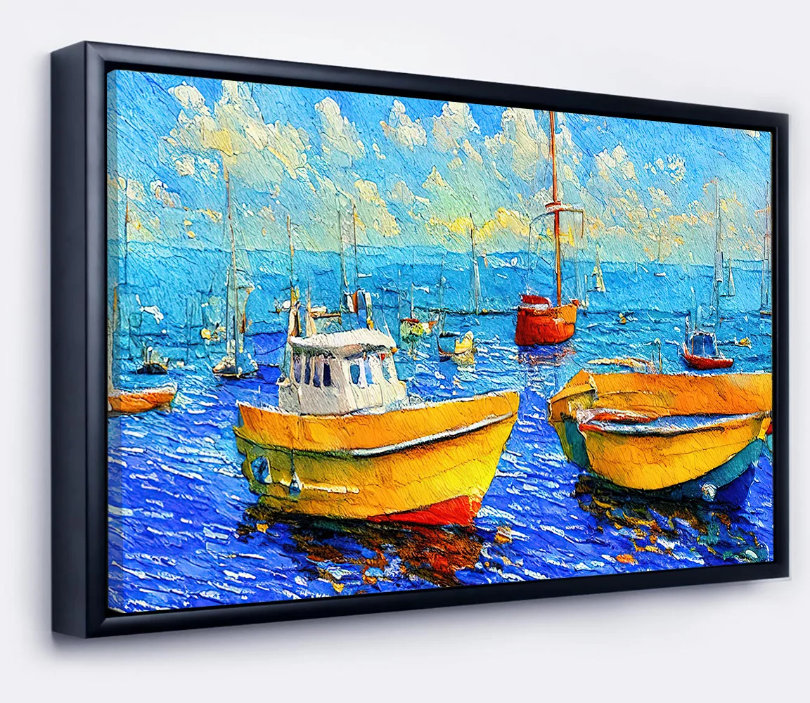 Boat In the Sea Premium Canvas Wall Painting decorative masterpiece for home decor