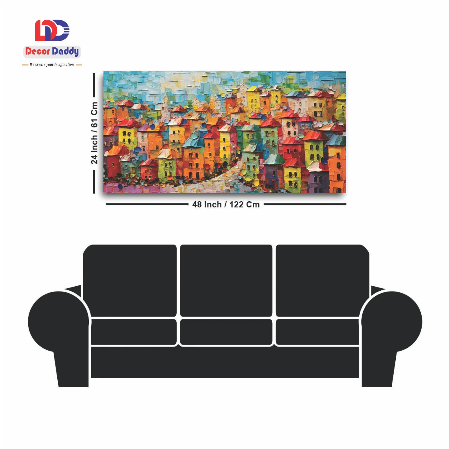 Colorful  Street & House Canvas Wall Painting decorative masterpiece for home decor