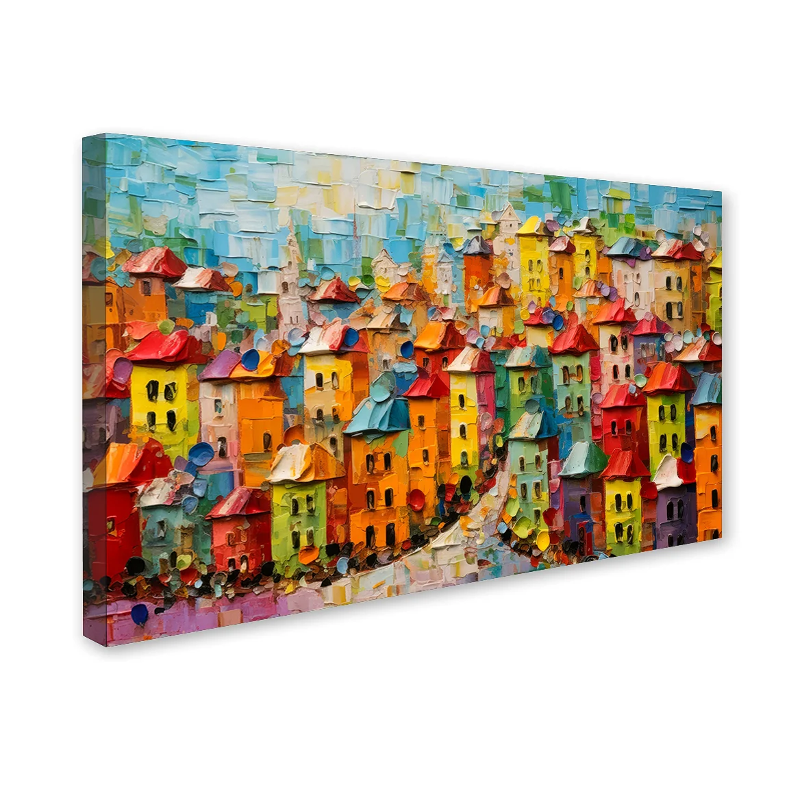 Colorful  Street & House Canvas Wall Painting decorative masterpiece for home decor