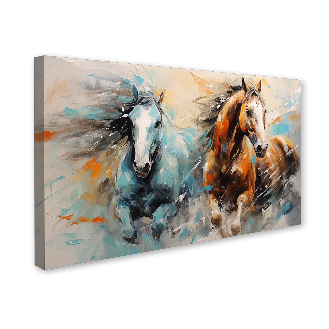 Colorful Horse Running Premium Canvas Wall Painting decorative masterpiece for home decor