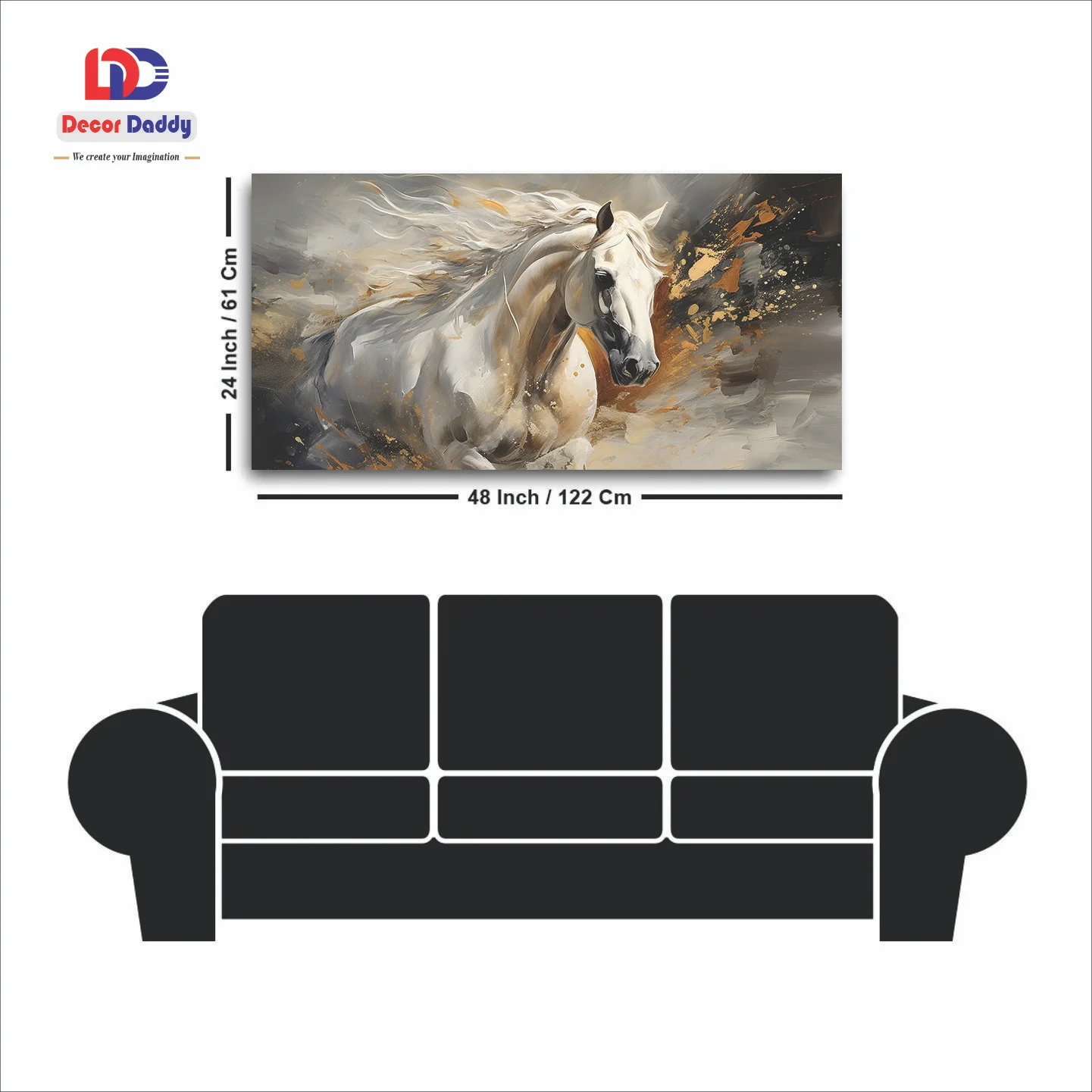 Colorful Horse Running Premium Canvas Wall Painting decorative masterpiece for home decor