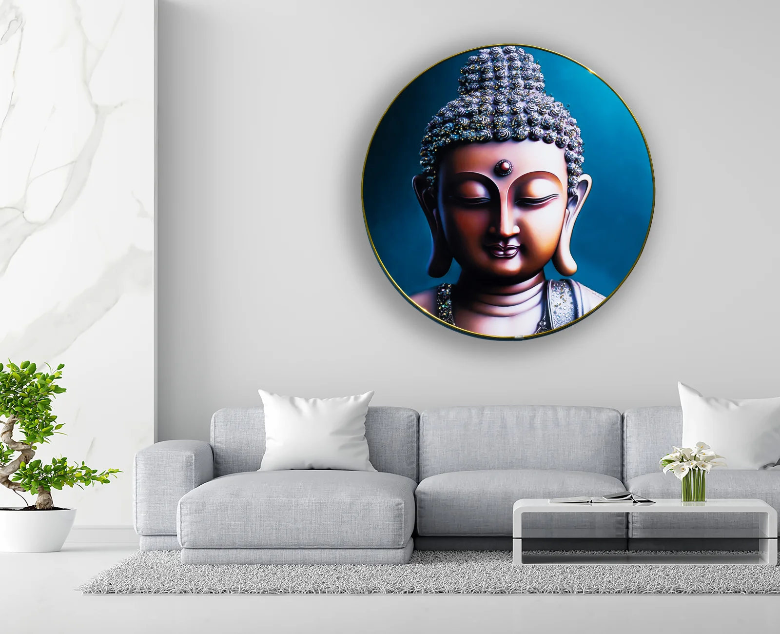 Crystal Art Painting Lord Buddha Crystal Painting with Frame decorative masterpiece for home decor