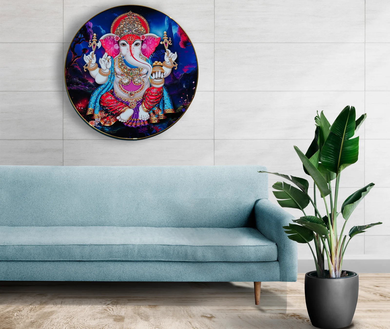 Crystal Art Painting God Ganesh Painting with Frame decorative masterpiece for home decor