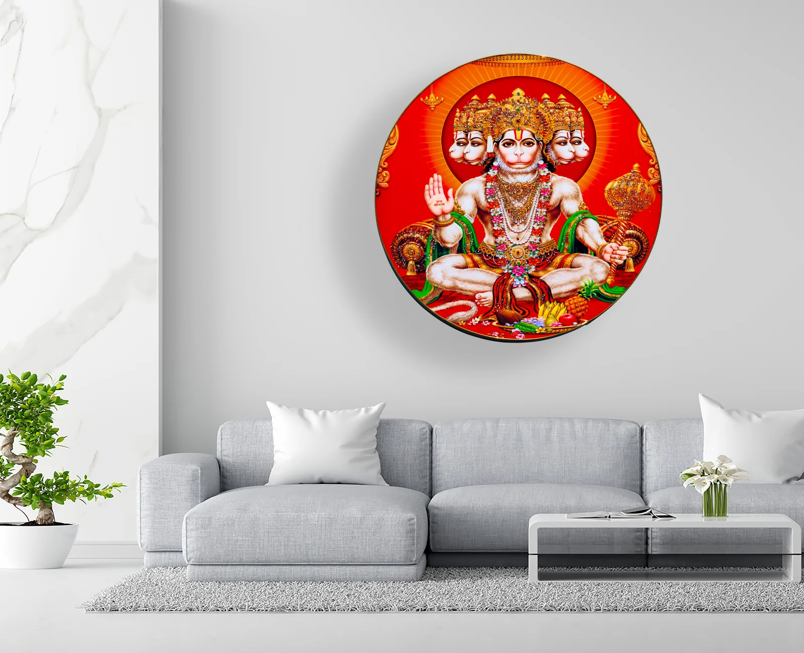 Crystal Art Painting Hanuman Ji Crystal Painting with Frame decorative masterpiece for home decor