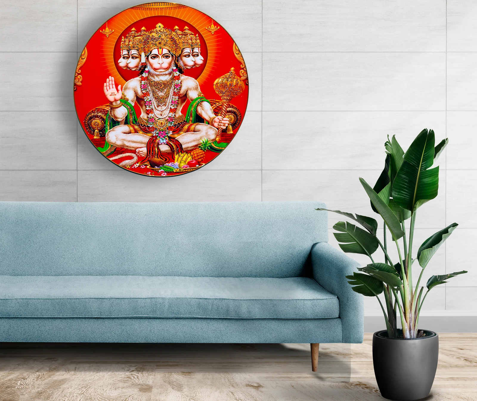 Crystal Art Painting Hanuman Ji Crystal Painting with Frame decorative masterpiece for home decor