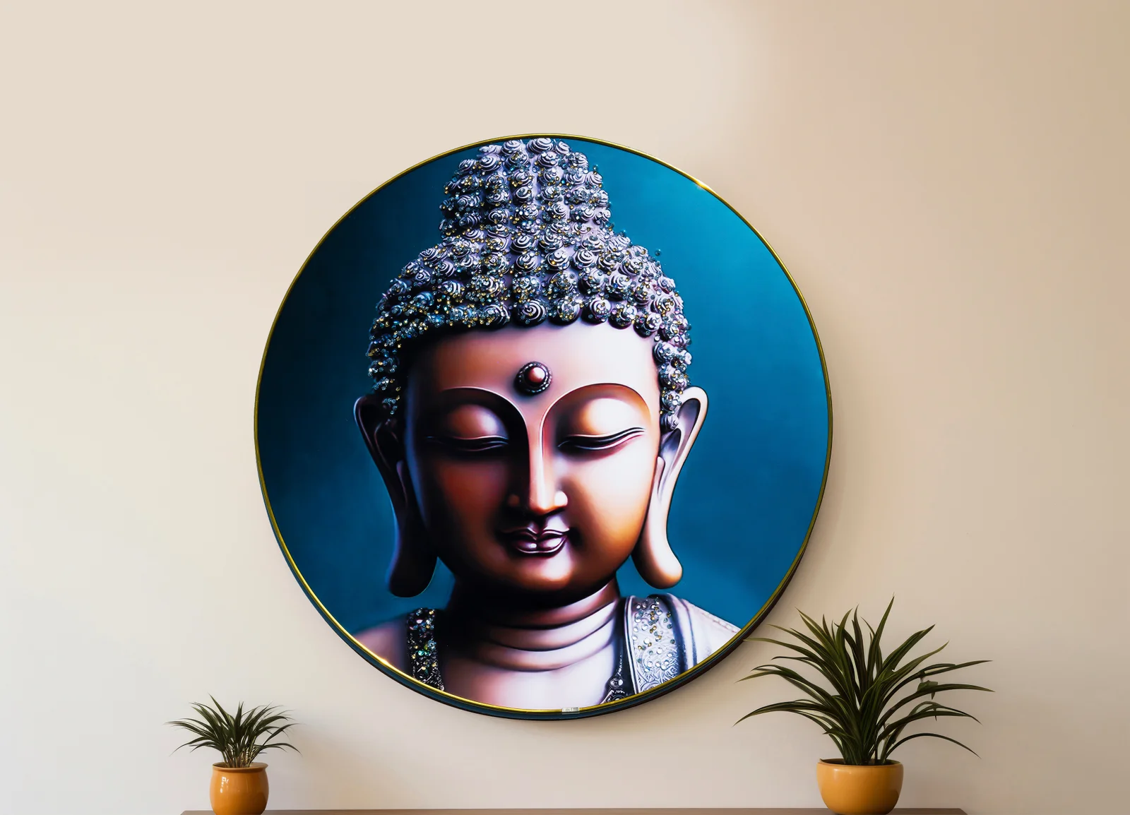 Crystal Art Painting Lord Buddha Crystal Painting with Frame decorative masterpiece for home decor