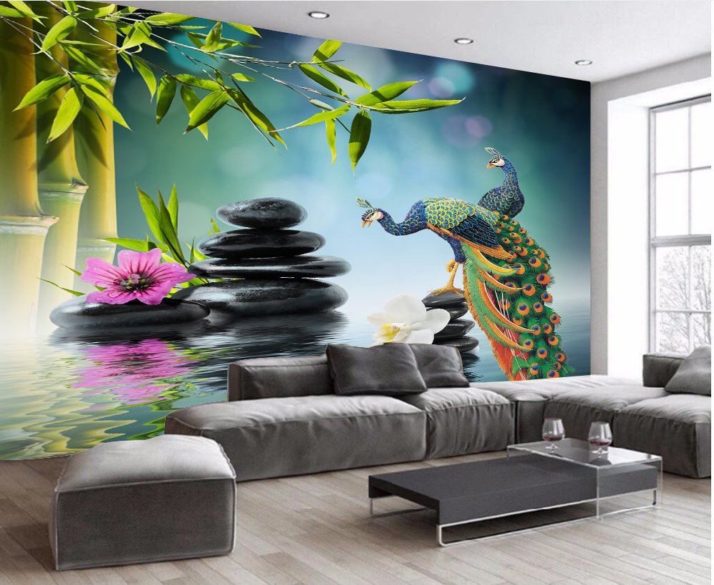 Blue Peacock Self Adhesive Wall poster living room, hall, bedroom decorative masterpiece for home decor