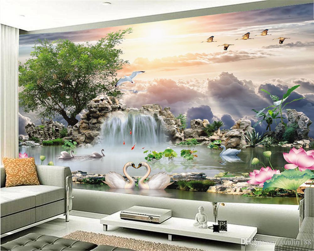 Nature Scenery Waterfall self adhesive wall poster bedroom, living room, office, hall  decorative masterpiece for home decor