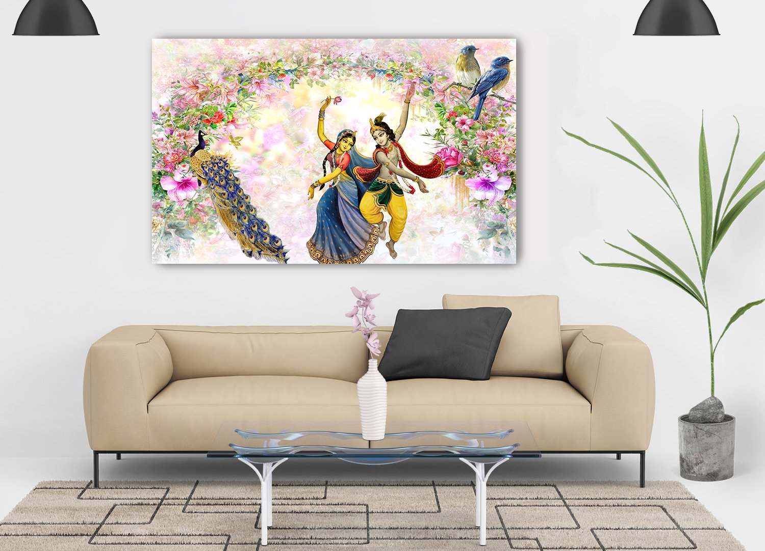 Radha Krishna PVC Vinyl wall poster Living Room, Hall, Play Room, Bedroom,  decorative masterpiece for home decor