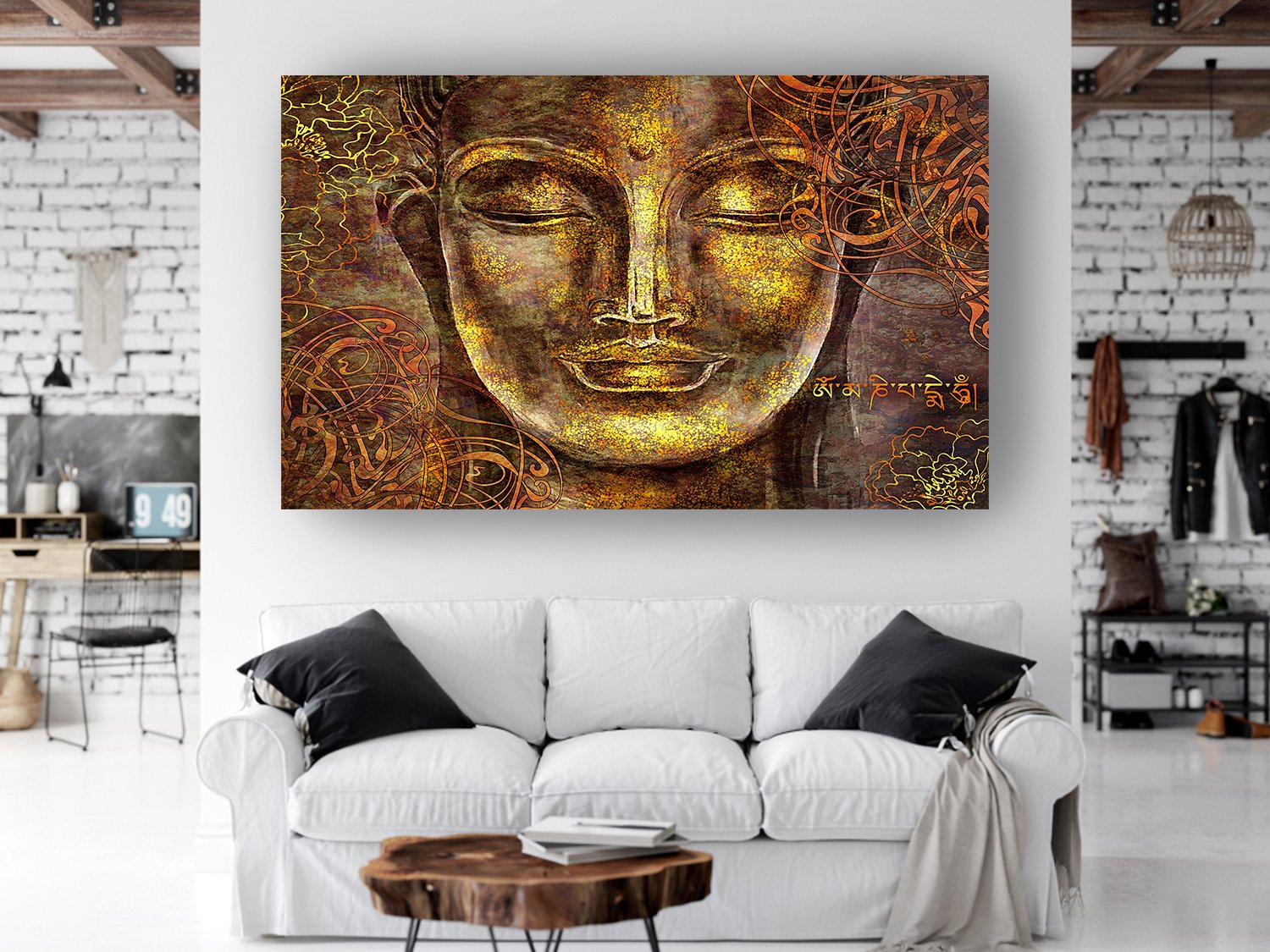 Golden Buddha wall poster living room, hall, bedroom, office decorative masterpiece for home decor