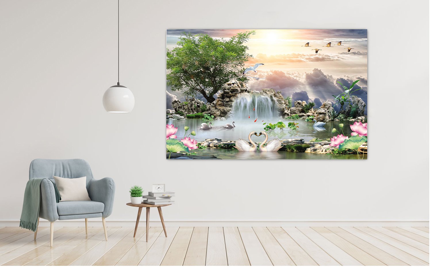 Nature Scenery Waterfall self adhesive wall poster bedroom, living room, office, hall  decorative masterpiece for home decor
