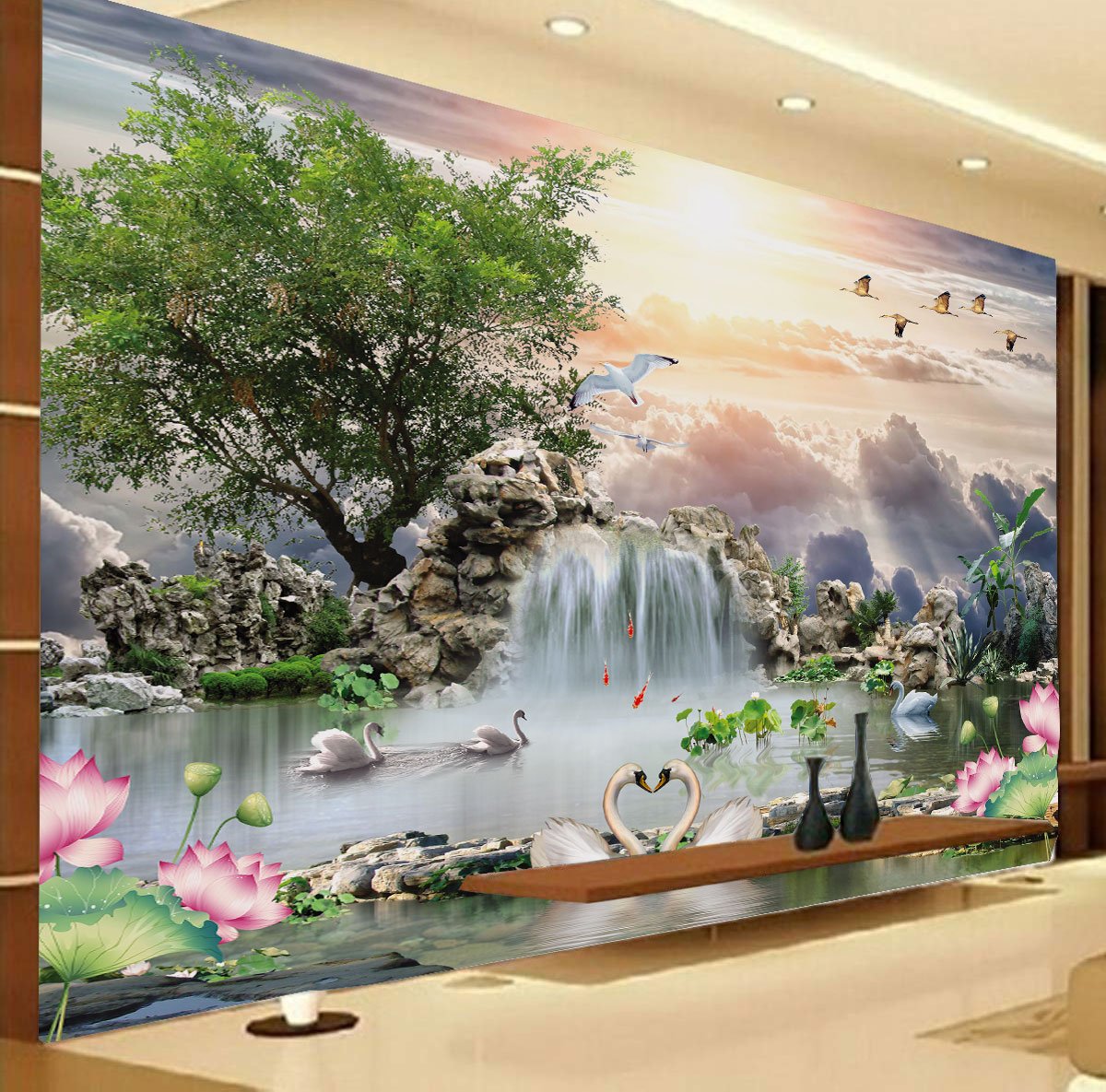 Nature Scenery Waterfall self adhesive wall poster bedroom, living room, office, hall  decorative masterpiece for home decor