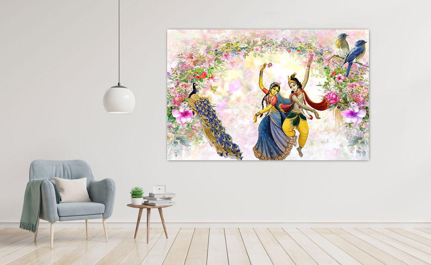 Radha Krishna PVC Vinyl wall poster Living Room, Hall, Play Room, Bedroom,  decorative masterpiece for home decor