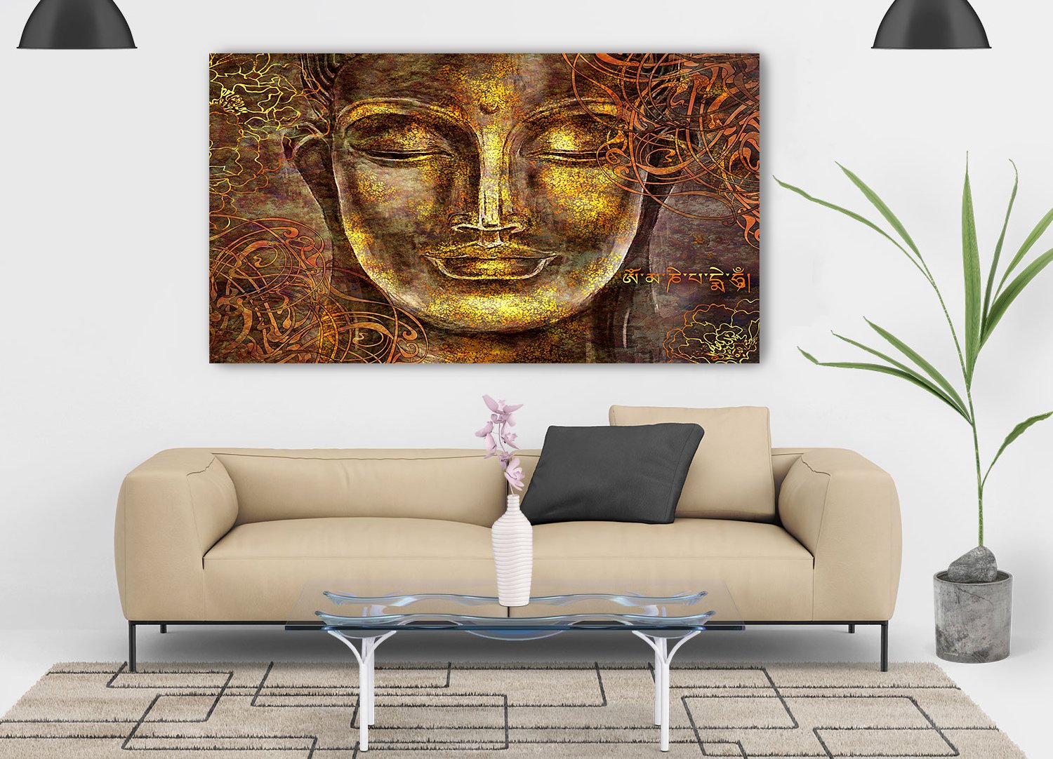 Golden Buddha wall poster living room, hall, bedroom, office decorative masterpiece for home decor