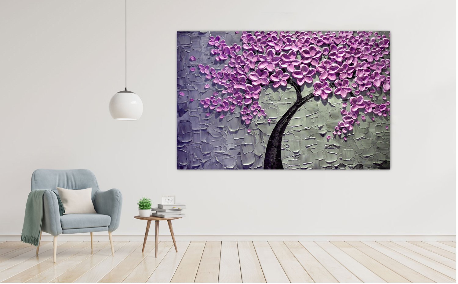 3D Purple Flower self adhesive wall poster bedroom, living room, office, hall  decorative masterpiece for home decor