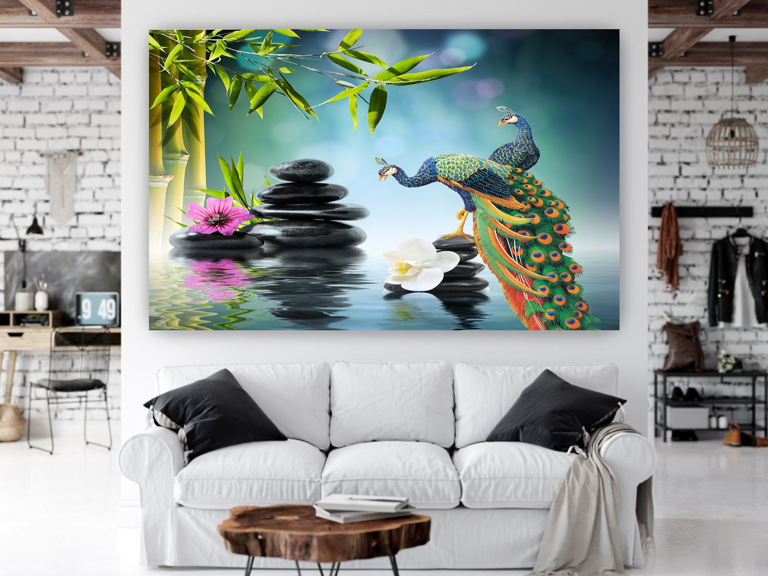 Blue Peacock Self Adhesive Wall poster living room, hall, bedroom decorative masterpiece for home decor