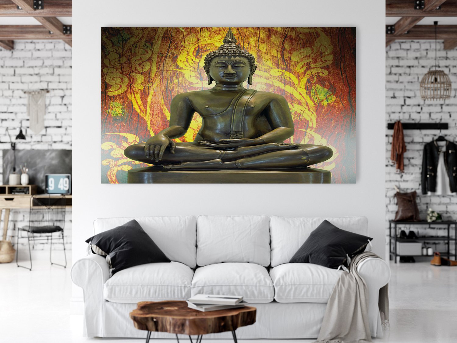 Buddha self adhesive wall poster Living Room, Hall, Play Room, Bedroom, Kitchen, Office.  decorative masterpiece for home decor