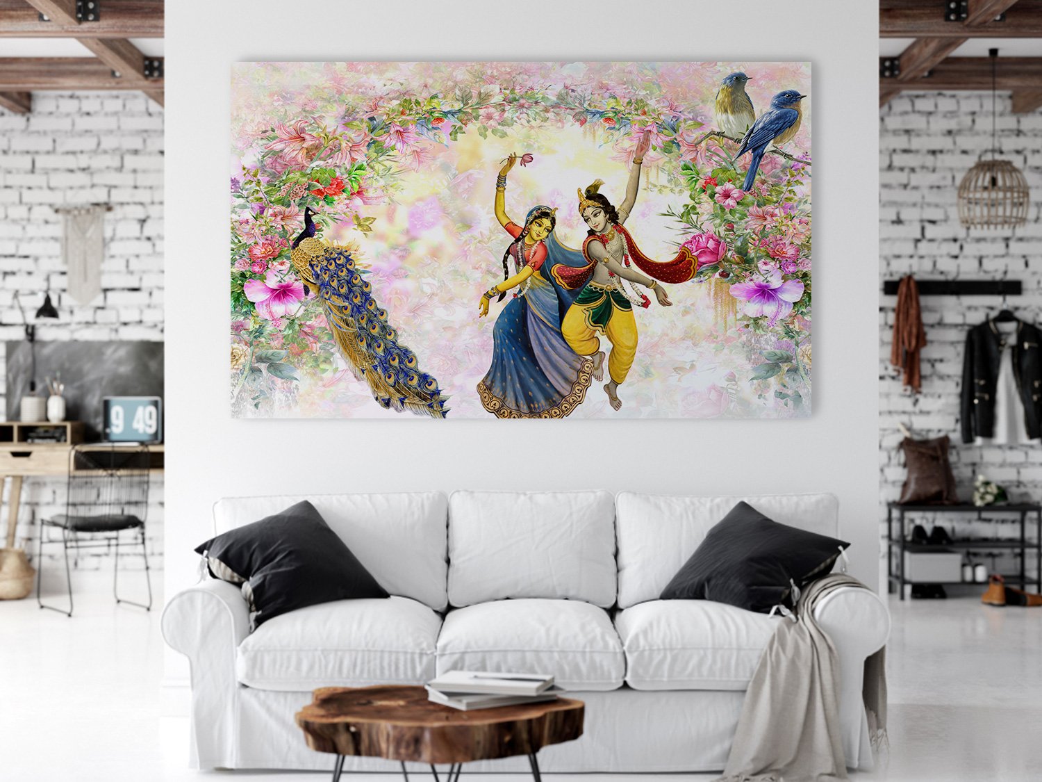 Radha Krishna PVC Vinyl wall poster Living Room, Hall, Play Room, Bedroom,  decorative masterpiece for home decor
