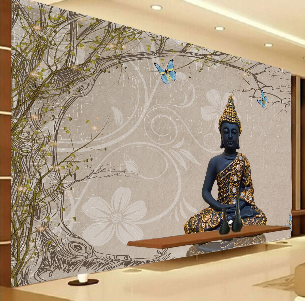 Classic Buddha self adhesive wall poster living room, hall, bedroom decorative masterpiece for home decor