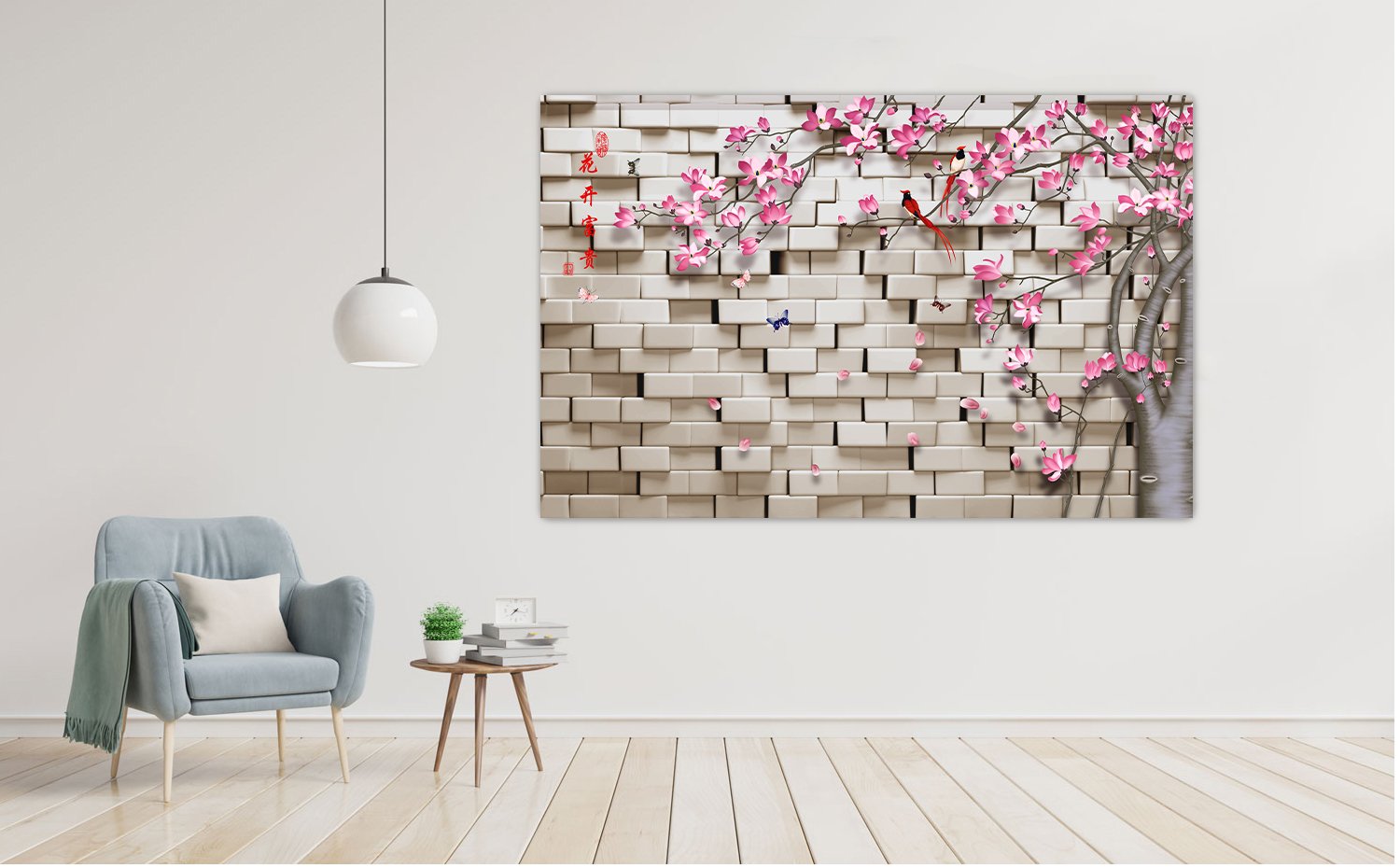 3D Pink Flower wall poster Living Room, Hall, Office, Bedroom, Kitchen  decorative masterpiece for home decor