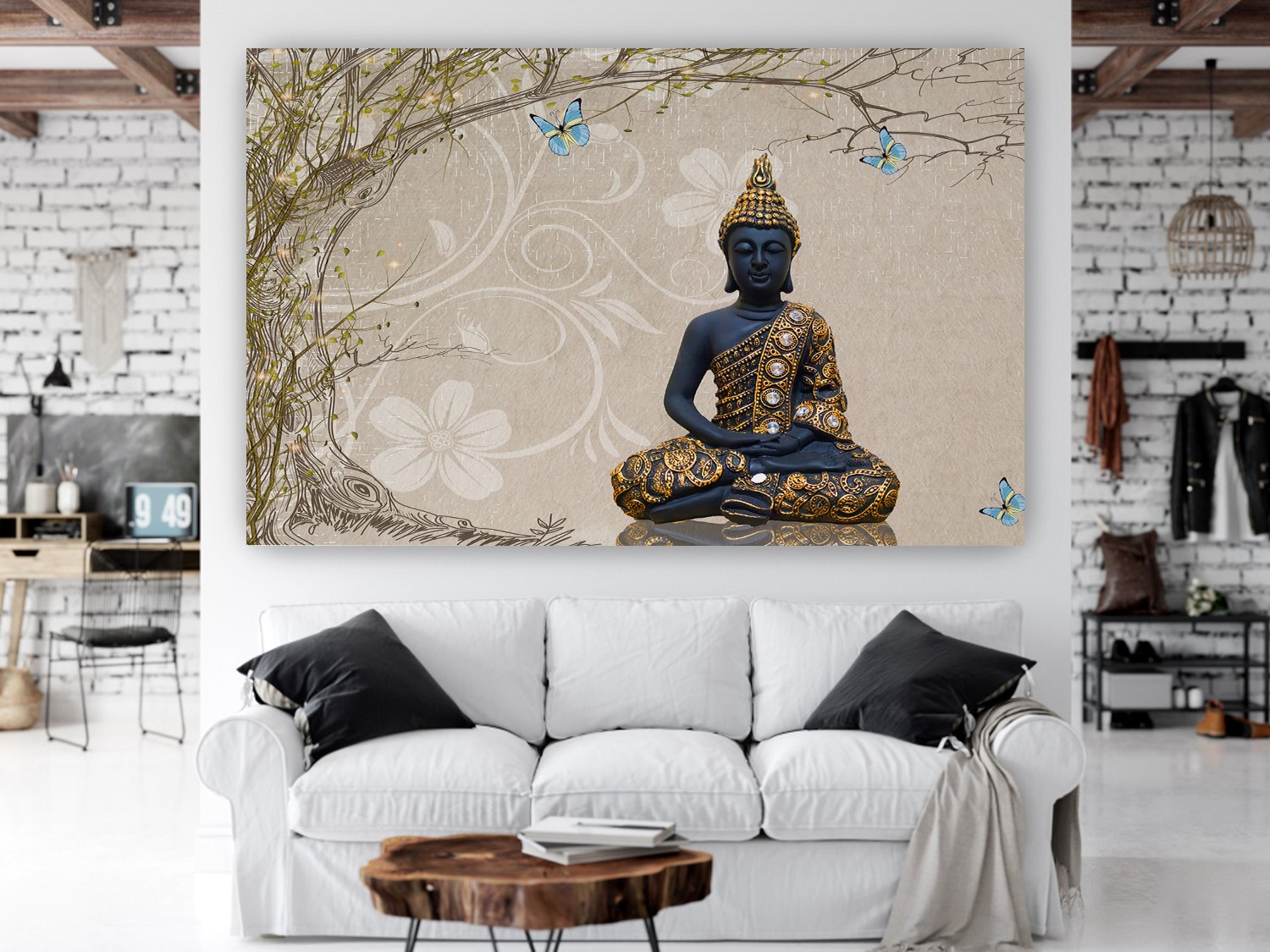 Classic Buddha self adhesive wall poster living room, hall, bedroom decorative masterpiece for home decor