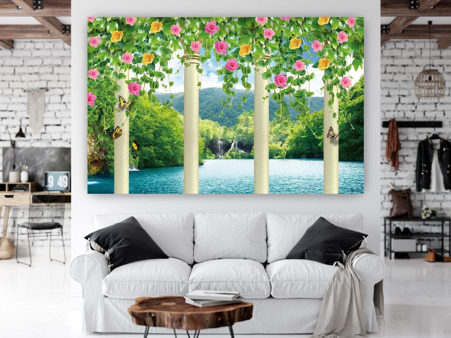 Pink and Yellow Roses wall poster living room, bedroom, Hall, Play Room decorative masterpiece for home decor