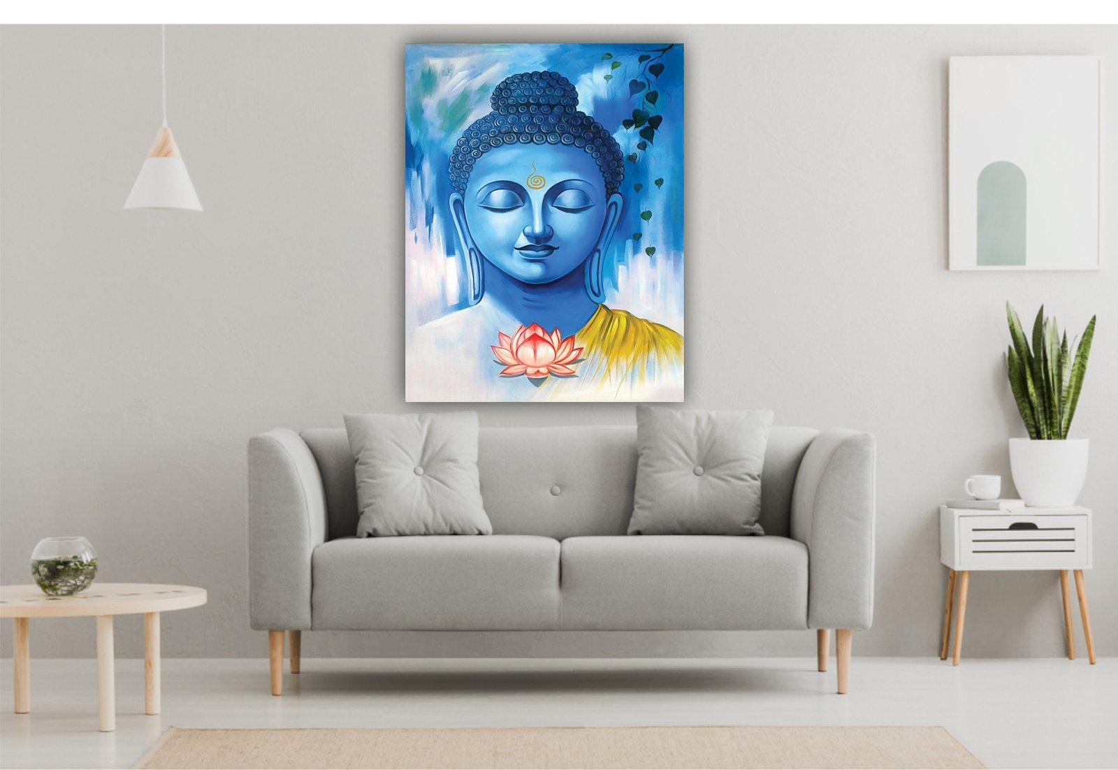 Blue Buddha self adhesive wall poster living room, hall, bedroom,hotel decorative masterpiece for home decor