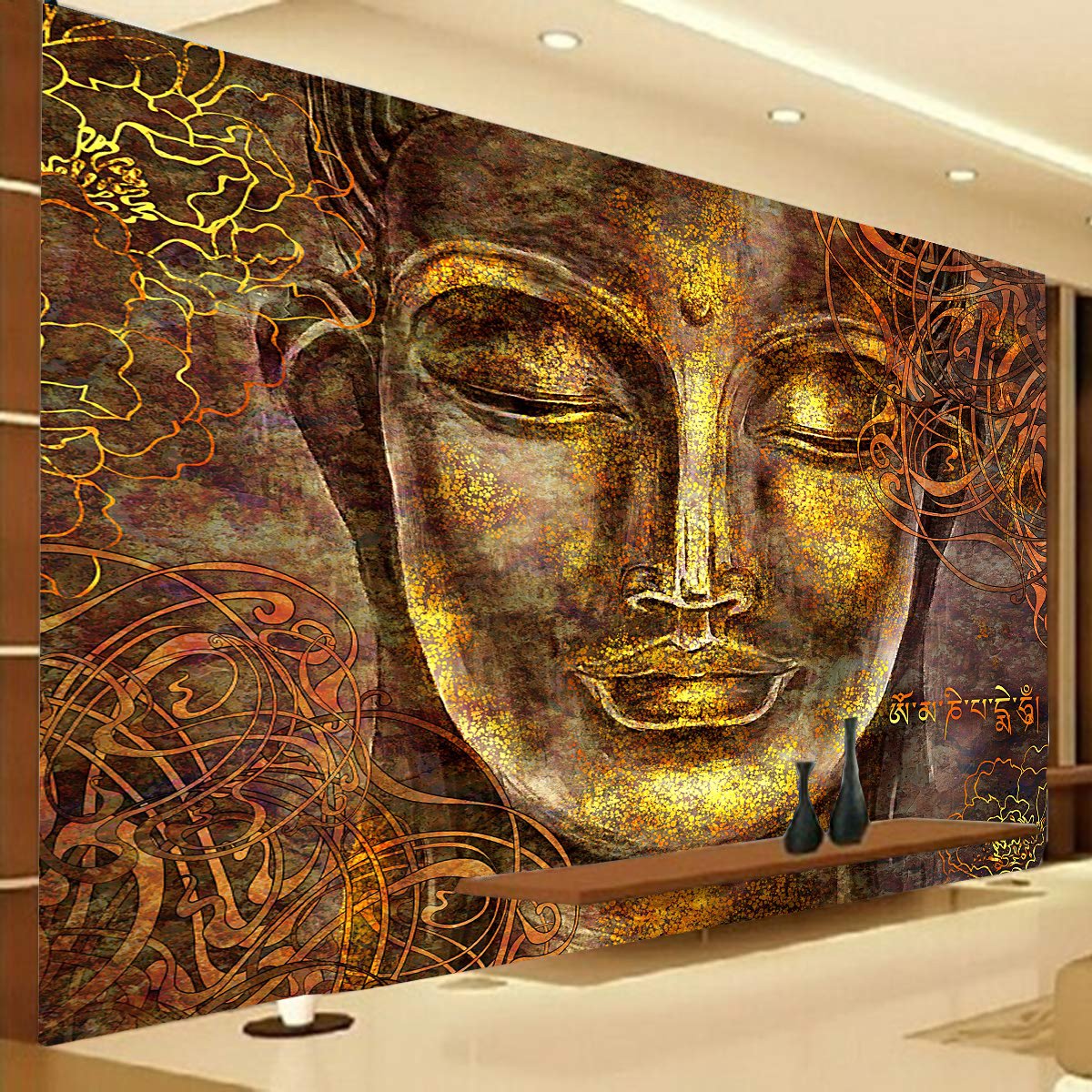 Golden Buddha wall poster living room, hall, bedroom, office decorative masterpiece for home decor