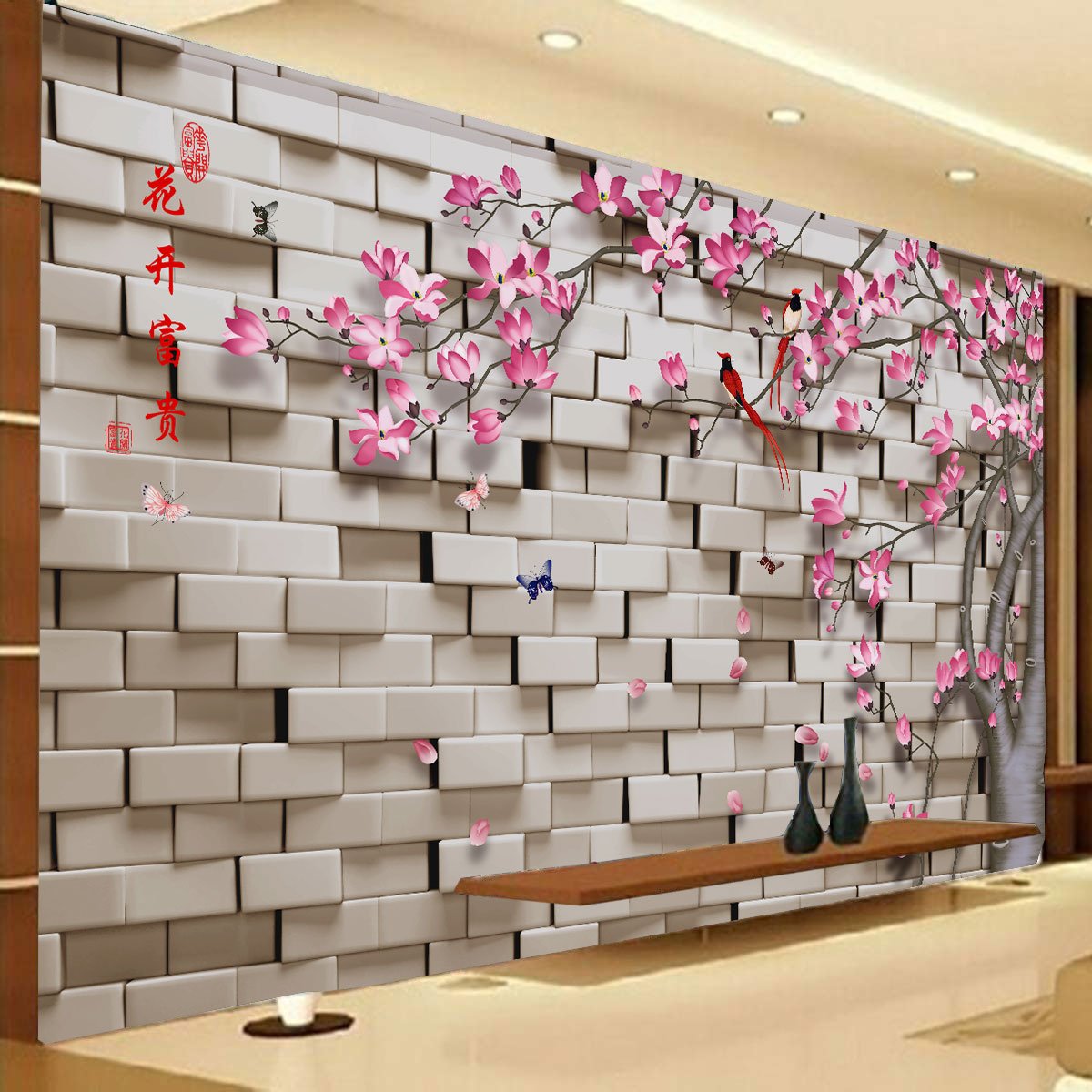 3D Pink Flower wall poster Living Room, Hall, Office, Bedroom, Kitchen  decorative masterpiece for home decor