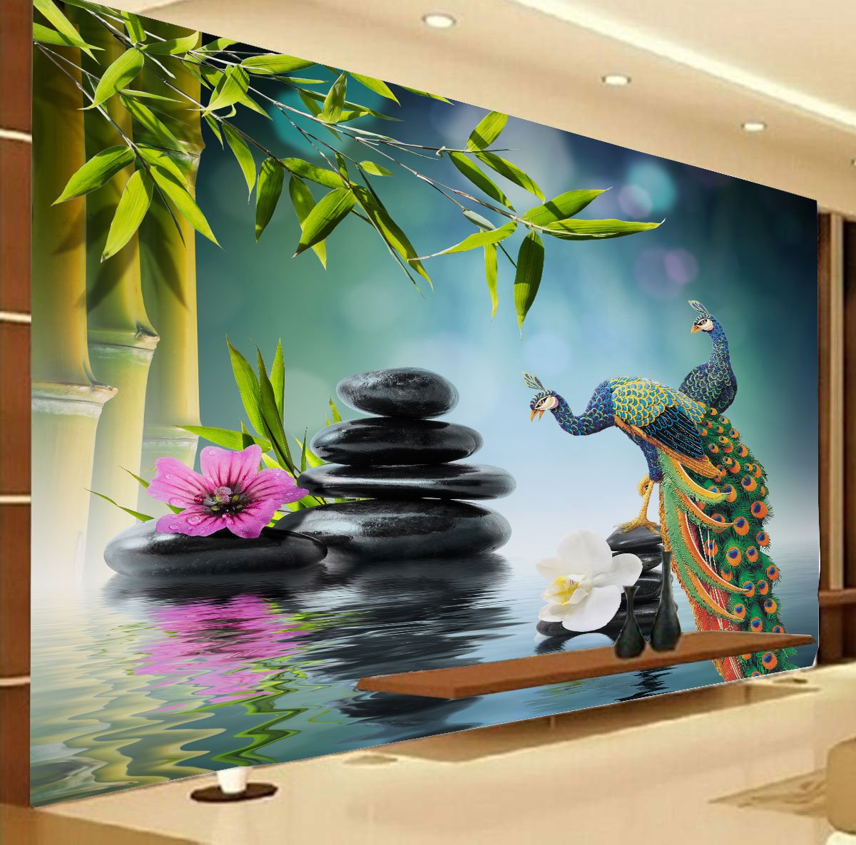 Blue Peacock Self Adhesive Wall poster living room, hall, bedroom decorative masterpiece for home decor
