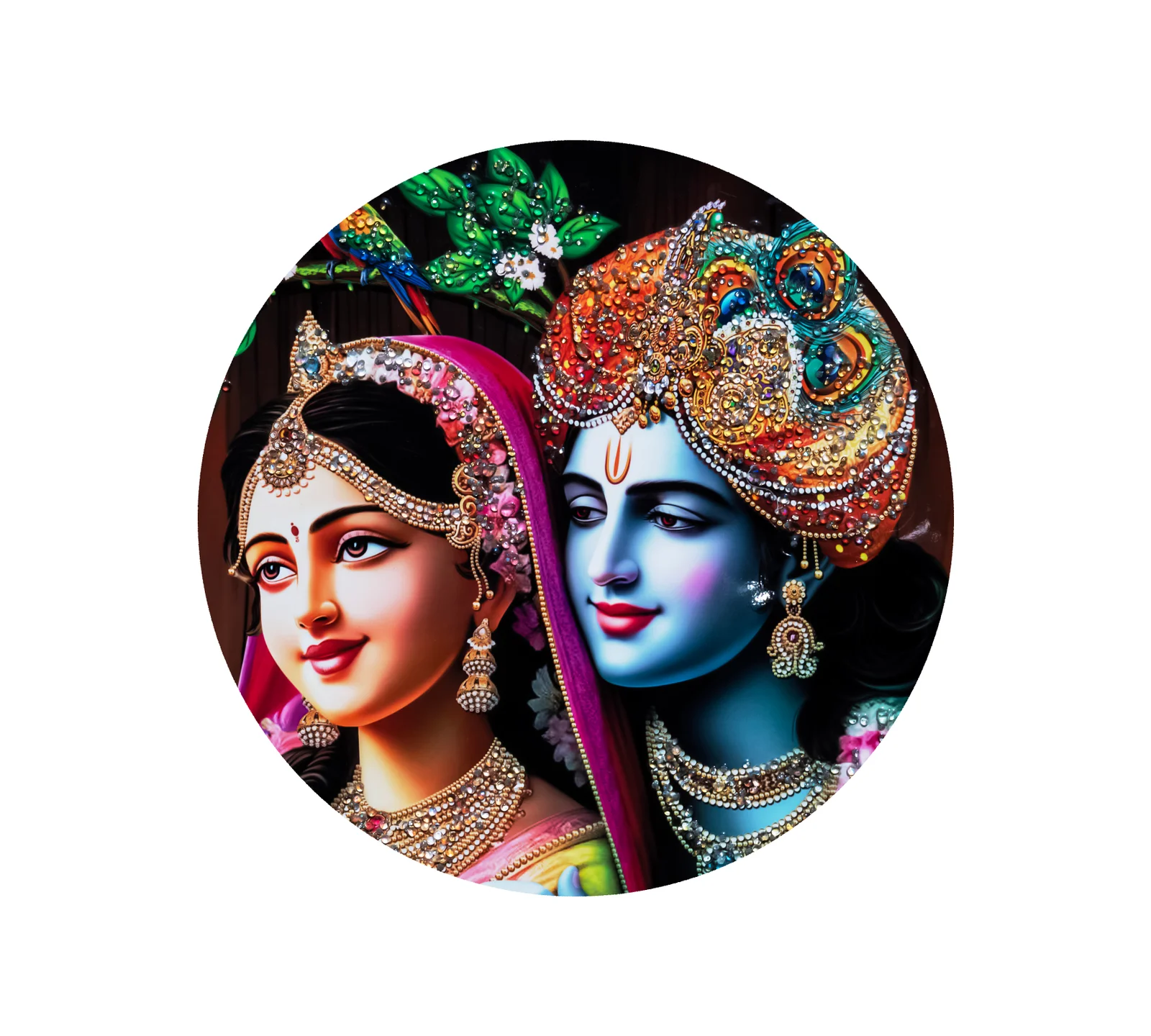 Crystal Art Painting Radha Krishna Painting with Frame decorative masterpiece for home decor