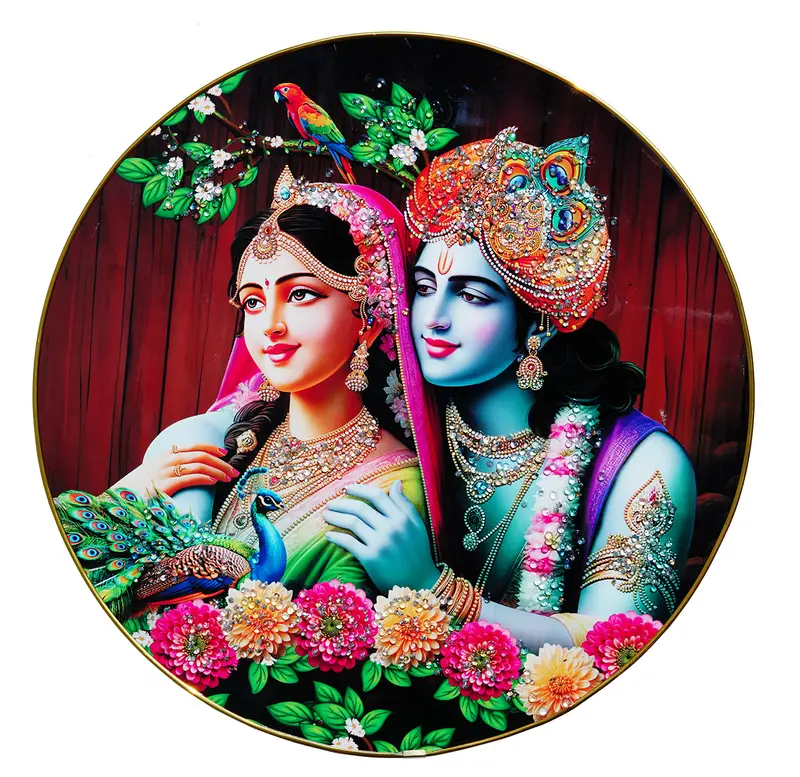 Crystal Art Painting Radha Krishna Painting with Frame  decorative masterpiece for home decor