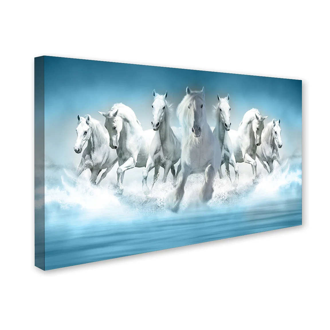 Seven White Running Horses Canvas Wall Painting decorative masterpiece for home decor